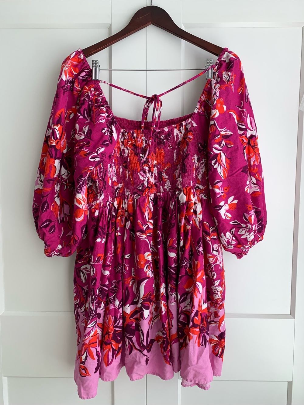 Anthropologie dress Floral Smocked Peasant mini women’s size XL - Picture 2 of 8